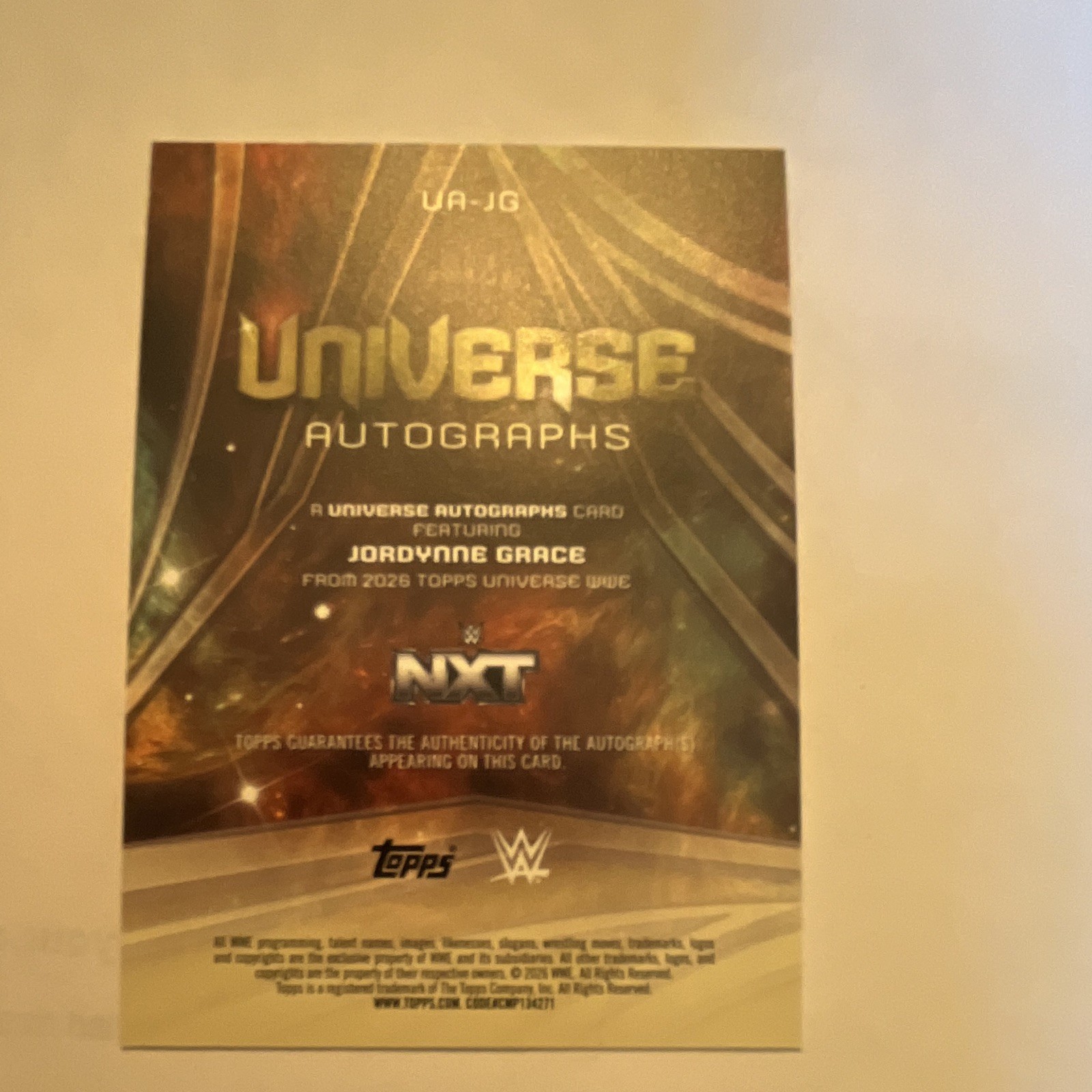 Topps 2026 Universe WWE Jordynne Grace Universe on card Autograph Auto #UA-JG view 2