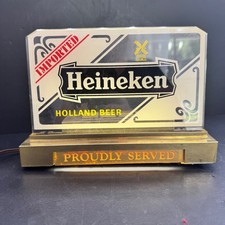 Vintage Heineken Holland Beer Register Light Up Sign Proudly Served Gold Base