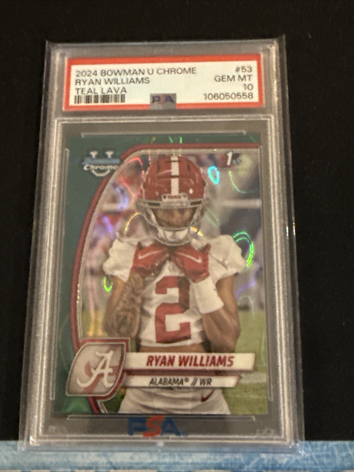 2024 Bowman U Chrome Ryan Williams Teal Lava Refractor 53 1st Bowman PSA 10