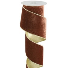 Brown Wired Ribbon 4 Inch x 10 Yards With Gold Backside for Christmas Tree De...