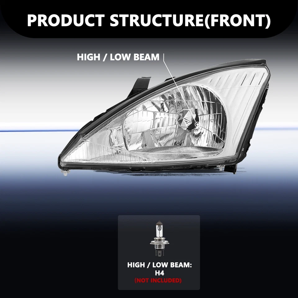 Conjunto de faróis para faróis de halogênio Ford Focus 2000-2004 esquerda+direita 00-04 - Imagem 2 de 4
