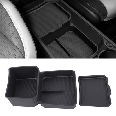 TPE Balck Center Console Storage Box Tray Accessories 2PCS For Kia EV3 2024-2025