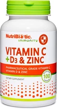 NutriBiotic – Vitamin C + D3 & Zinc, 100 100 Count 100 (Pack of 1)