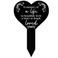 Memorial Grave Markers Heart Shaped Remembrance Plaque Stake Memorial Garden