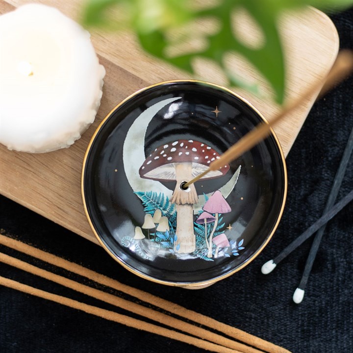 Enchanted Forest Mushroom Ceramic Incense Holder Plate