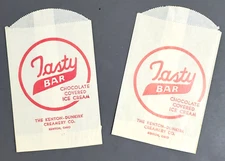 Kenton Dunkirk Creamery OH Ohio Tasty Bar VTG Bags Dairy Ice Cream Advertising