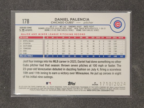 2024 Topps Series 1 - Gold #178 Daniel Palencia #1710/2024 (RC) Short Print-CUBS - 第 3/4 張圖片