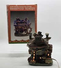 Halloween Lighted Haunted House PUMPKIN FACTORY Hand Painted Porcelain House