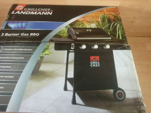 LandMann Grill Chef 3 Burner Gas BBQ Cover Professional BBQ Thermometer Bottle - Picture 2 of 6