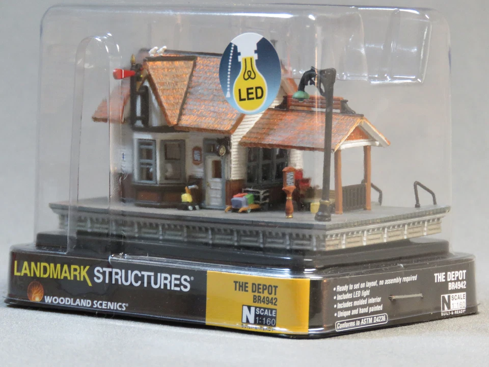 WOODLAND SCENICS N SCALE THE DEPOT BUILT & READY TRAIN STATION gauge WDS4942 NEW - Image 3 of 4