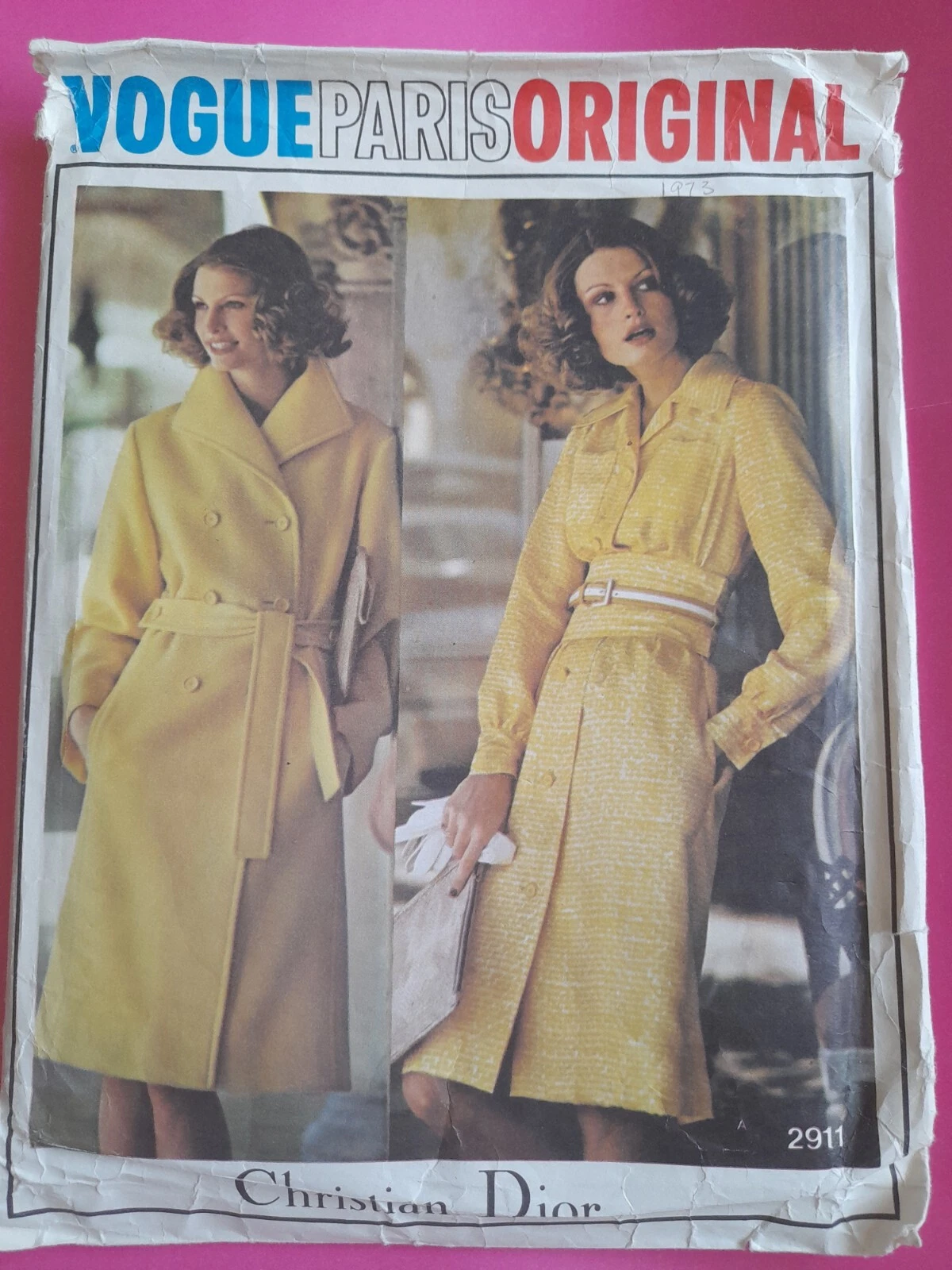 Abito e cappotto UNCUT anni 70 originale modello Vogue 2911 di Christian Dior busto 34"
