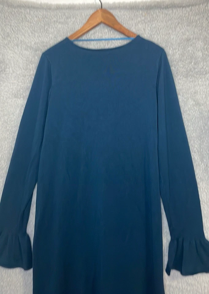 Vestido largo alto Sally para mujer talla 14 azul cambio manga larga volantes puño elástico Foto 2 de 4
