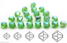 Czech Bicone Crystal Beads Peridot AB green Rondelle Diamond 3mm 4mm 6mm 8mm