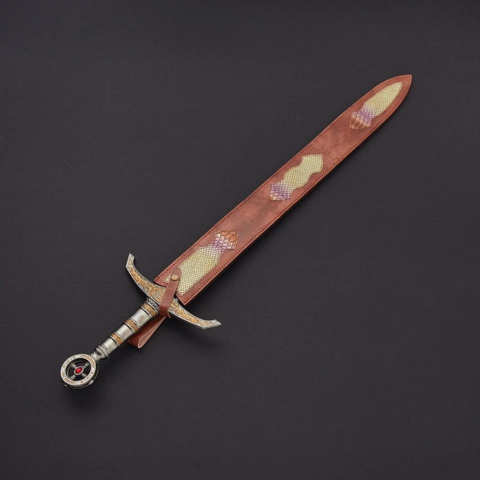 Lâmina de Damasco Feita à Mão 96 cm de Comprimento Rei Arthur Templário Sagrada Espada Longa - Imagem 3 de 3