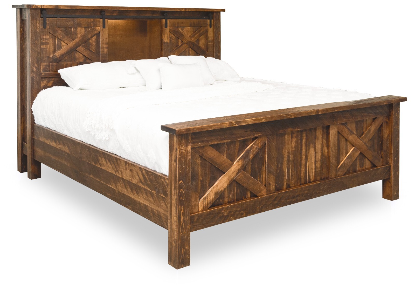 Amish Rustic Barn Door Solid Rough Sawn Wood Bookcase Bed
