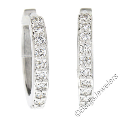NEU Klassische 14k Weißgold 0,20ct Pave Diamant 12,2mm Zierliche Huggie Creolen