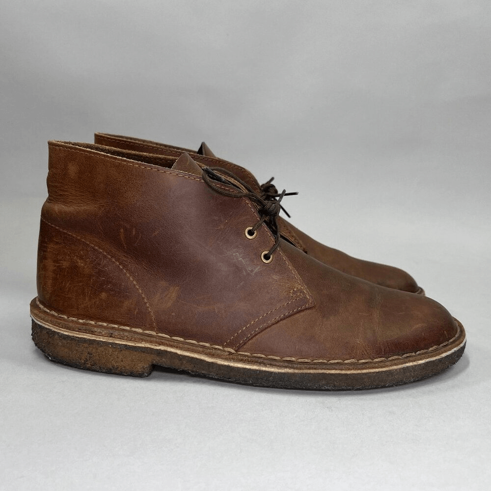 Clarks Size 8.5 Desert Boots Mens Brown Beeswax Leather Chukka Clarks Newford Mid Men main image 3