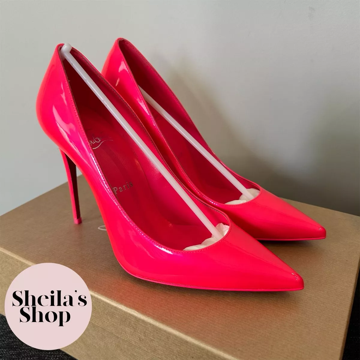 Christian Louboutin KATE 100 Patent Leather Neon Pumps Heels Shoes Fluo $845