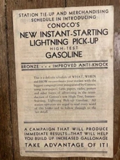 Original Old Rare Conoco High-Test Gasoline Station Manager advertisement flyer