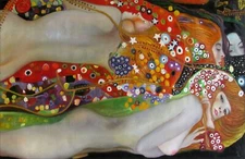Gustav Klimt Water Snakes Repro, Quality Hand Painted Oil Painting 24x36in