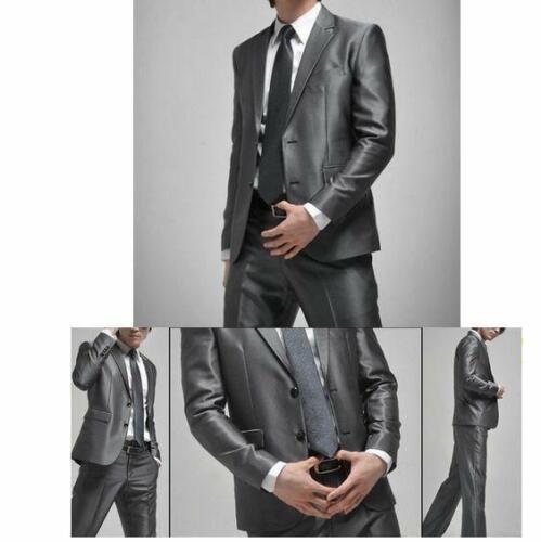 Neu formeller Herren Slim Fit stilvoller Anzug Anzüge zwei Knöpfe Anzug Set Jacke Hose Krawatte @ - Bild 8 von 26