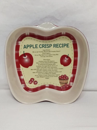 Cracker Barrel Apple Crisp Recipe Ceramic Cobbler-Baking Dish-Pan-Kitchen Decor