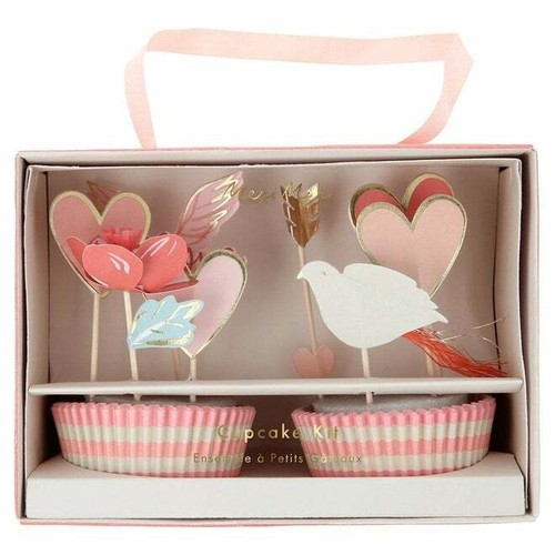 Kit Cupcakes Valentine Pack de 24 Love Heart Colombe Rose Blanc Cuisson Romantique