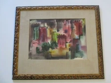 CUMMINGS MID CENTURY REGIONALISM PAINTING AMERICAN MODERNIST EXPRESSIONIST CITY 