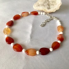 Handmade Genuine Gemstone Jewellery Agate & Quartzite anklet.