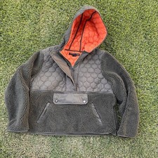 Veronica Beard Leo Sherpa Quilted Pullover in Army Green Large 550