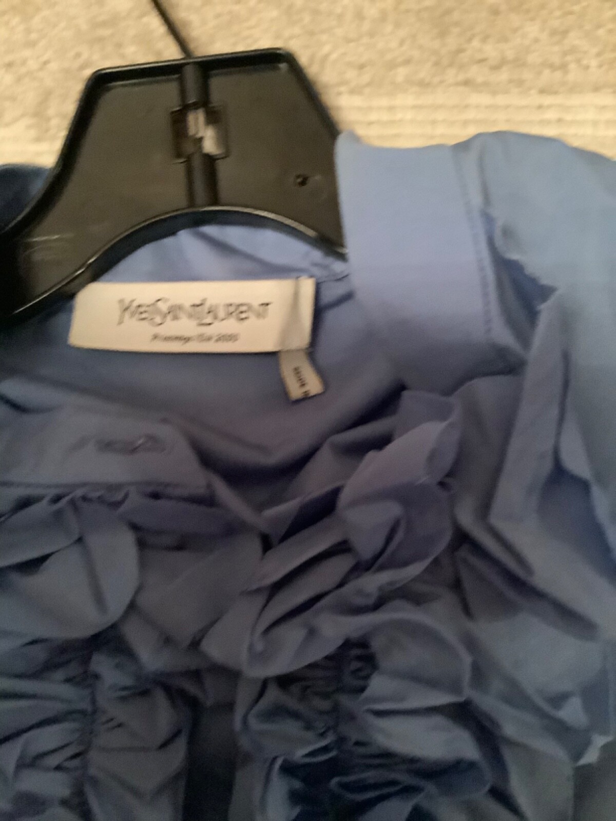 Camicia blusa SAINT LAURENT blu royal seta cotone taglia Fr42 10 us nuova con etichette