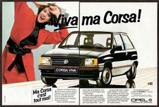 1986 OPEL Corsa Viva Vintage Original 2 page Print AD | Black car photo Woman