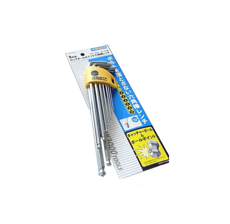 さやページ ASAHI LONG BALL POINT HEX WRENCH SET BOLT CATCH TYPE 9 PCS