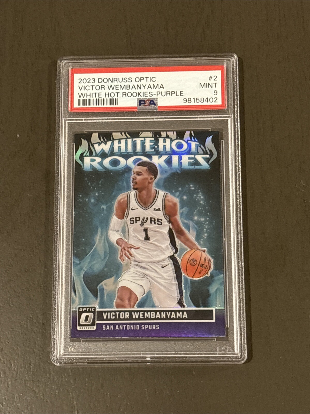 2023 Panini Donruss Optic - White Hot Rookies Purple #2 Victor Wembanyama PSA 9