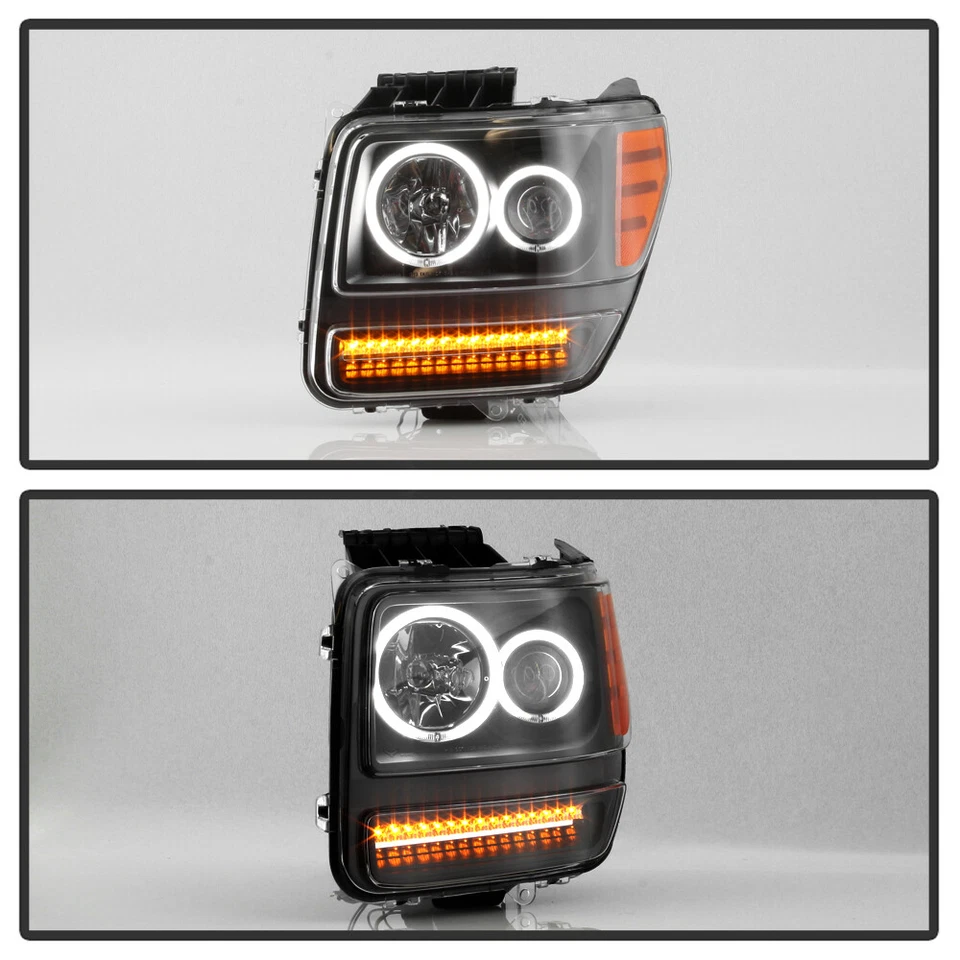 2007-2012 Dodge Nitro CCFL Halo DRL Projector Headlights w/LED Signal Light Lamp - Imagem 4 de 4