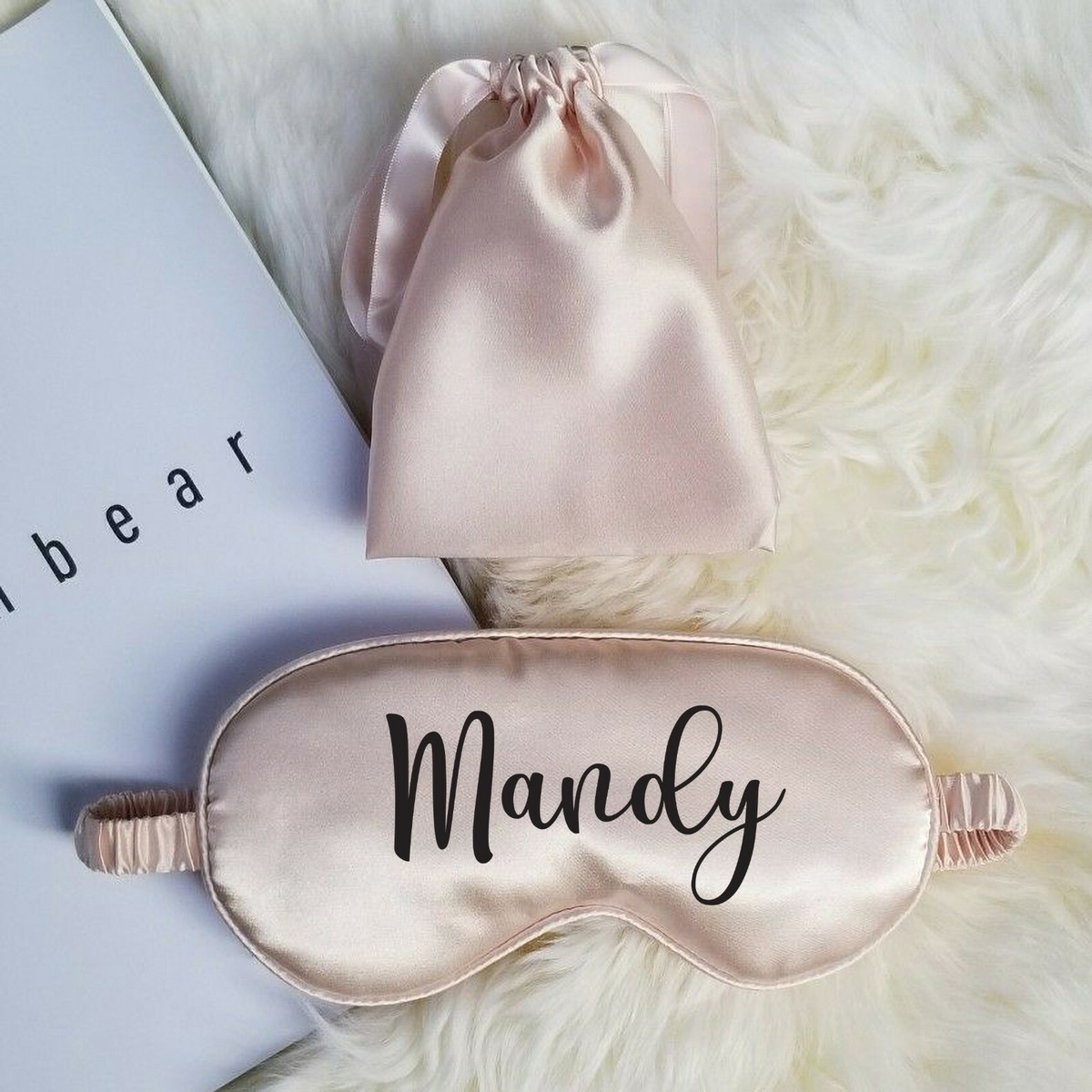 12pcs Bridal Spa Headbands Eye Masks Set Bachelorette Bridesmaid Gifts Personalized Name Spa Gift Set - Satin Scrunchie Hairband  main image 2
