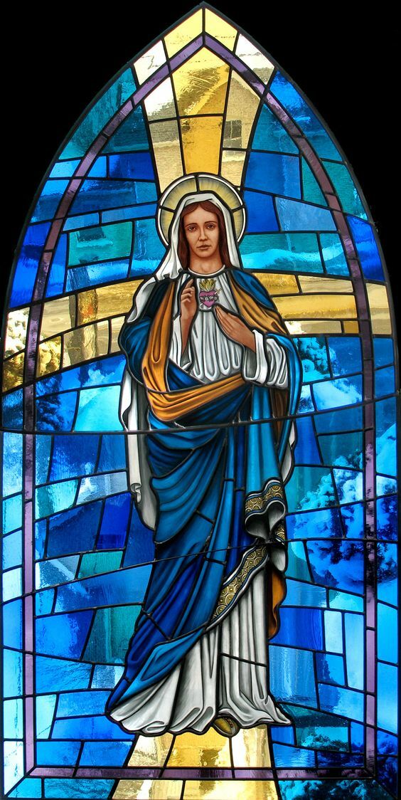 Tableau sur toile vitrail église Marie 50x70 cm pour décoration murale