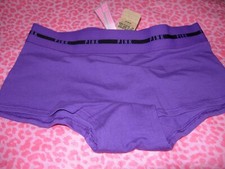 Victoria's Secret PINK Shortie BoyShort Retro Logo Deep Dark Purple XS S NWT