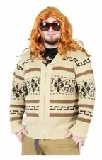 Adult Replica The Big Lebowski Jeffery The Dude Zip Up Costume Cardigan Sweater