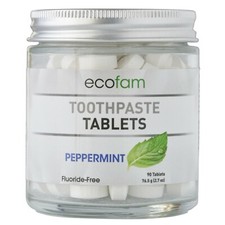 Ecofam Peppermint Toothpaste Tablets 90 Count Glass Jar