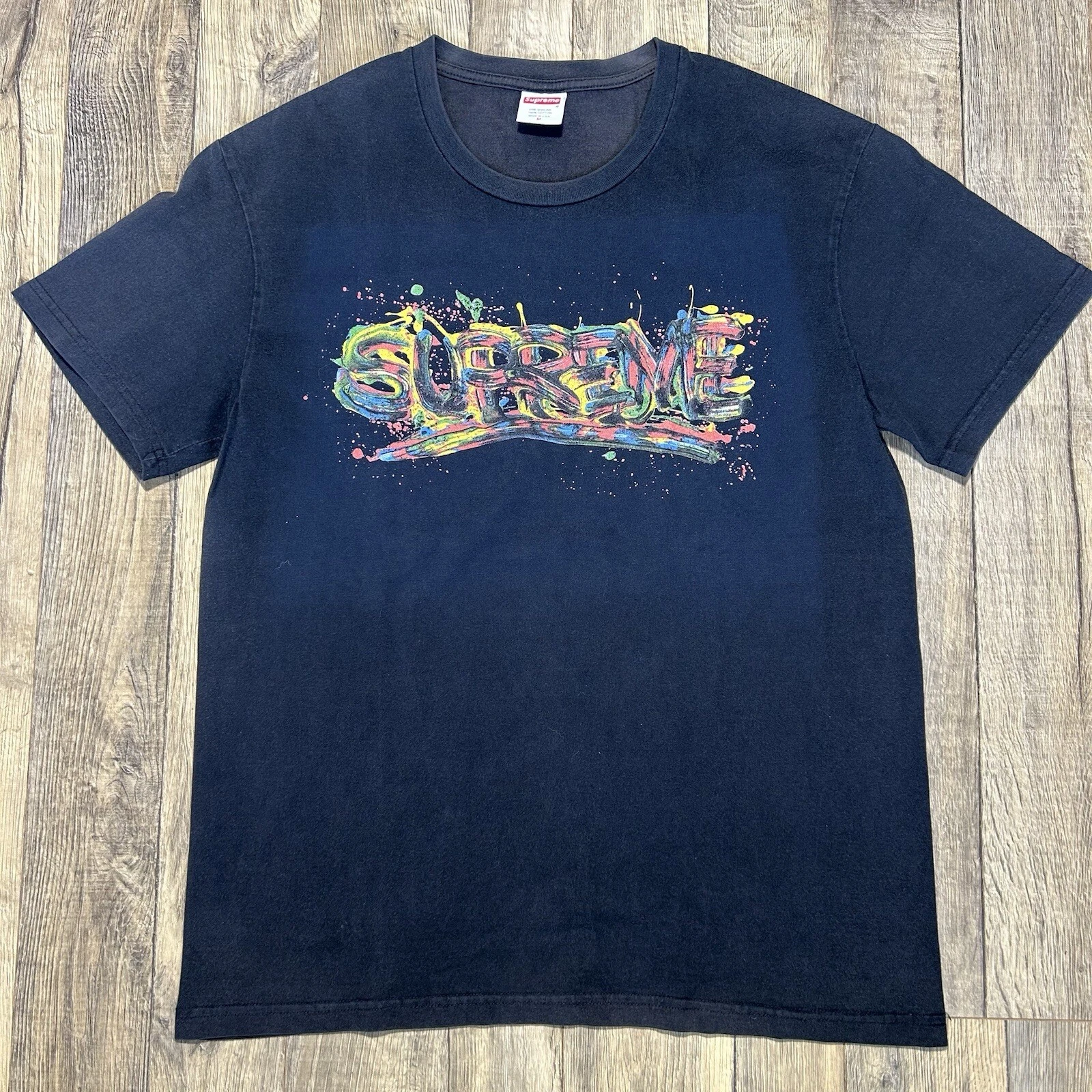 Supreme SS2020 Paint Logo Noir Épelé Graffiti Graphique T Shirt Homme Medium