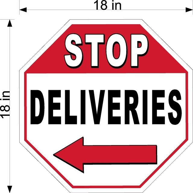 18" x 18" .063 THICKNESS ALUM STOP SIGN DELIVERIES WITH LEFT ARROW eBay