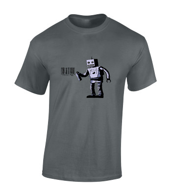 TAGGING ROBOT BANKSY HERREN T-SHIRT LUSTIG GRAFFITI KUNST TOP RETRO MODE COOL TOP