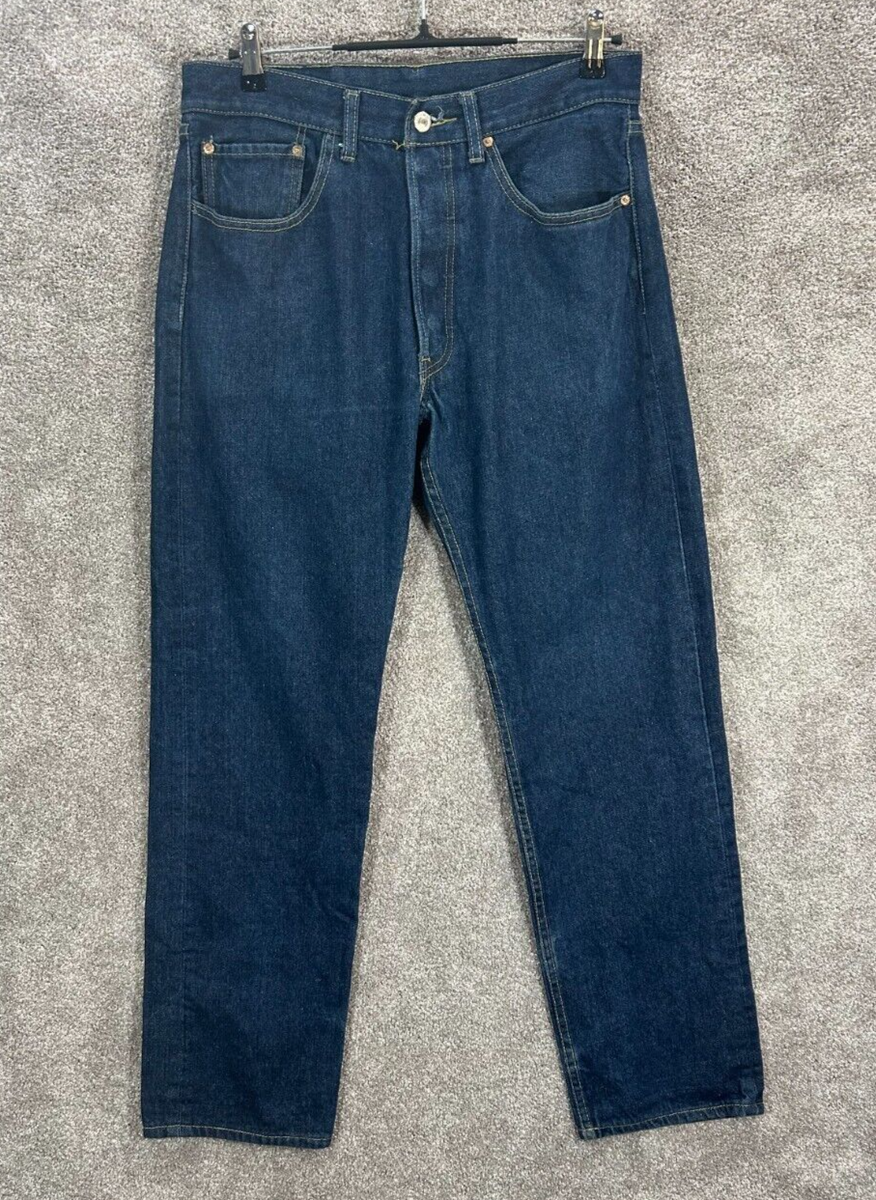 Levis 501 Jeans Mens 33X34 Blue Measures 32X32 Button Fly Straight