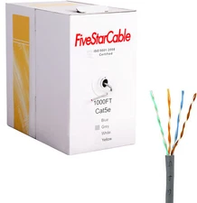 1000ft Ethernet Cat5E Network Cable Wire Grey Solid 24AWG CCA Twisted Pair UTP