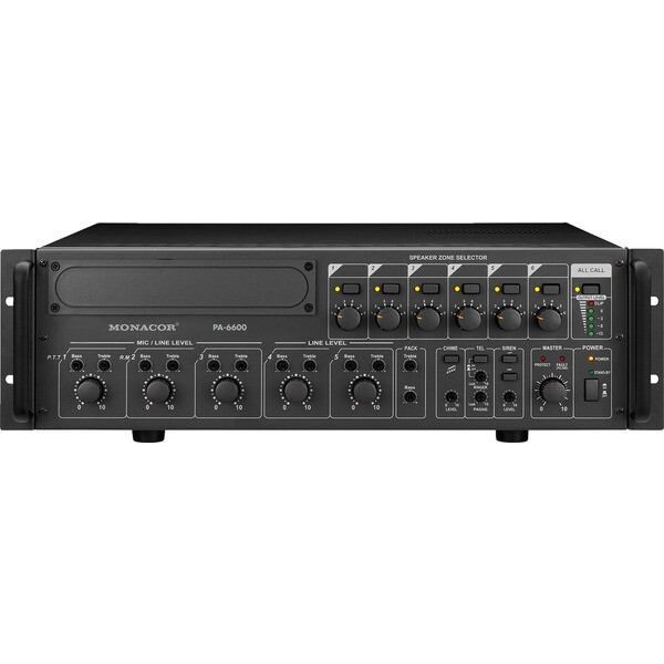 PA-6600 Monacor Amplificatore mixer 6 zone 100V 600W mono PA