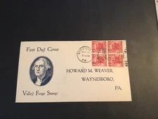 FDC 1928 # 645 1st H WEAVER 2 Cent Block Cachet USA