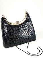 Vintage Black Metal Mesh Formal Party Cocktail Dressy Shoulder Handbag Purse Bag
