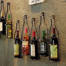 23.2" 5 Bottle Metal Wine Rack Wall Mounted Wine Bottle Holder Wall Decor Art