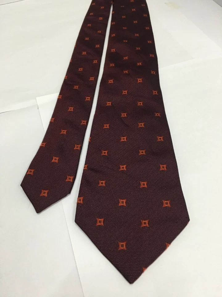 Auténtica corbata BALLY "pequeños cuadros" granate 100 % seda Foto 2 de 4